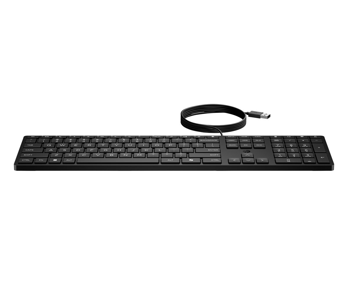 HP Wired Desktop 320K Keyboard, Full-size, USB, Membrane Switches, 1.8m Cable