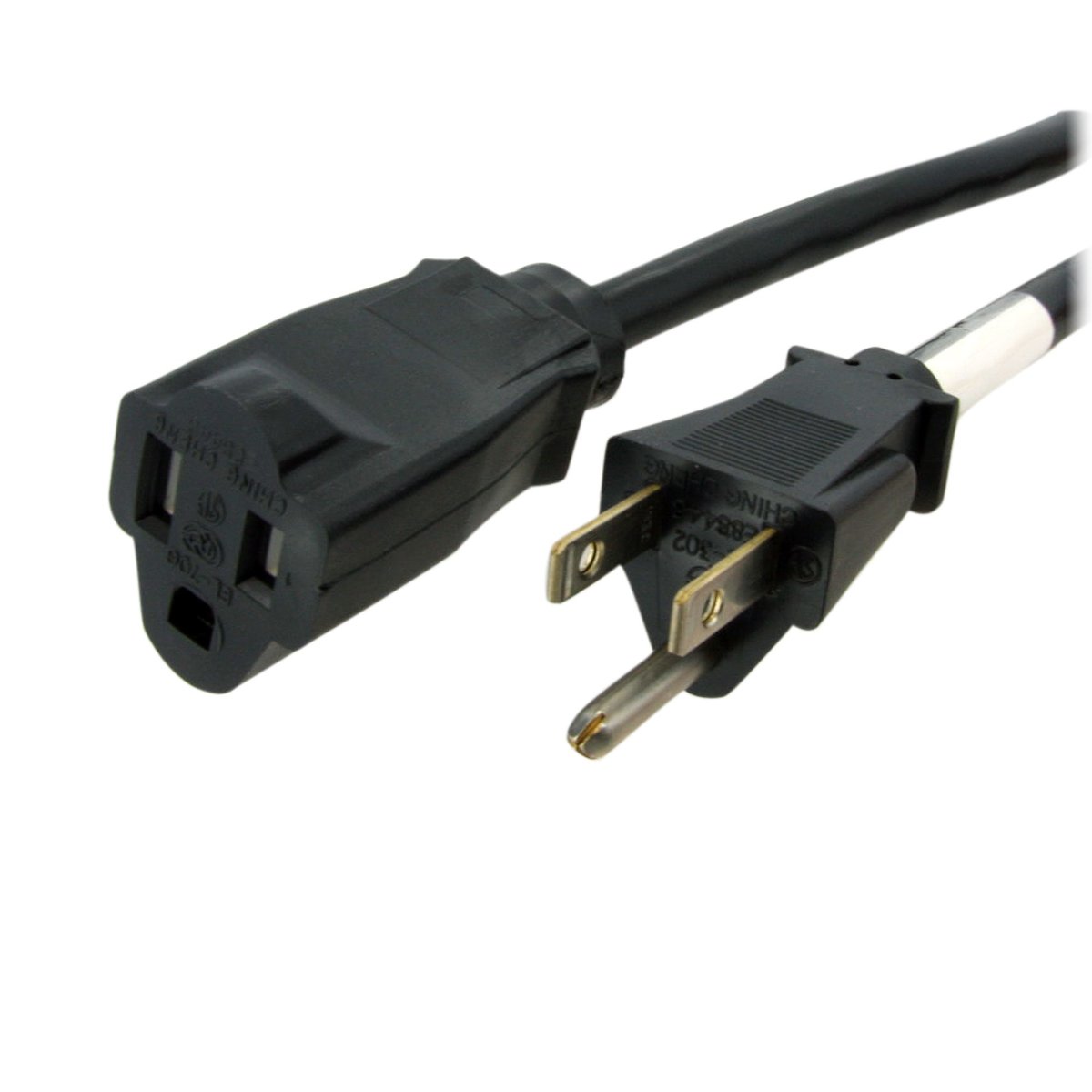 StarTech 6ft NEMA 5-15 Power Extension Cord, 13A 125V, 16AWG, UL Listed