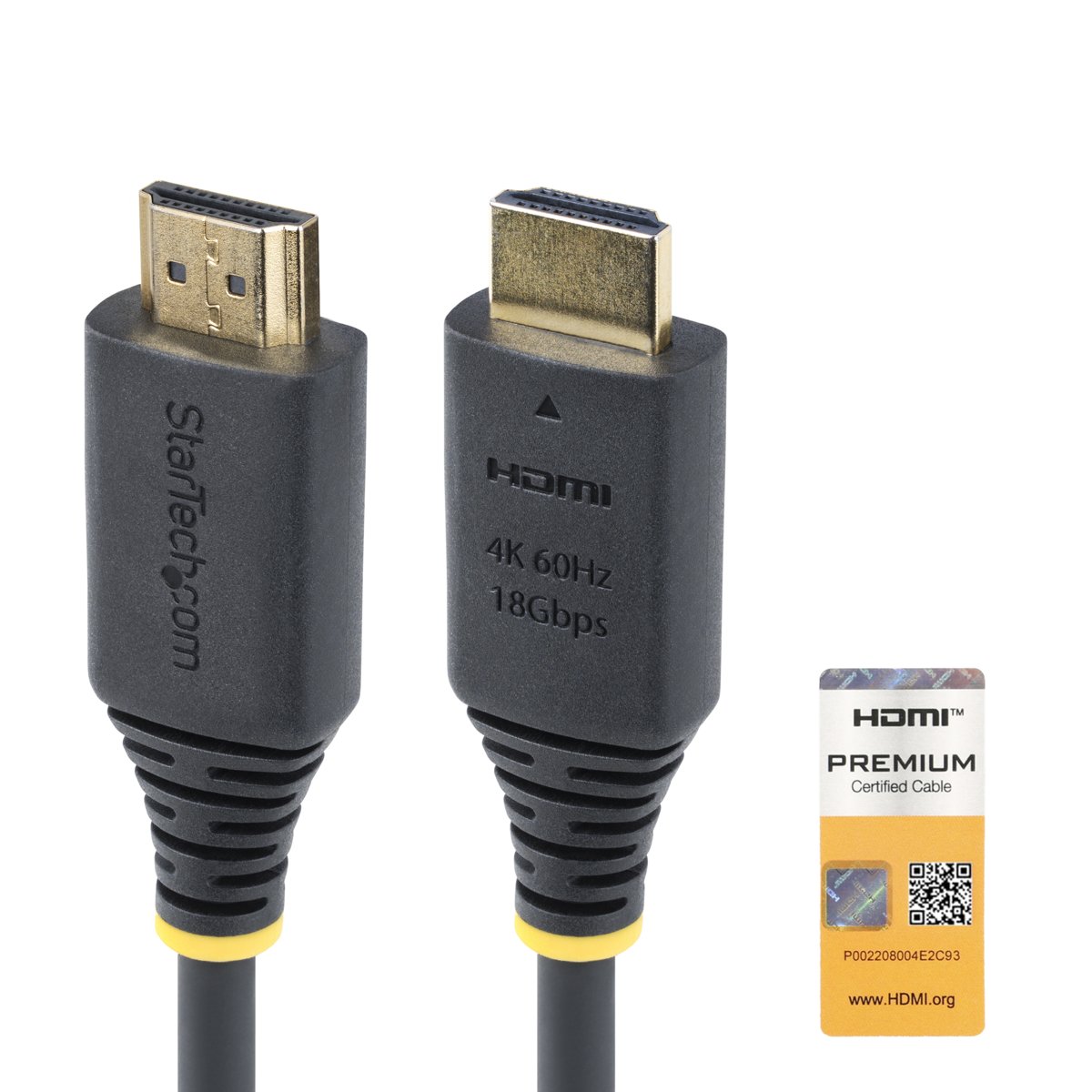 StarTech 6ft Premium Certified HDMI 2.0 Cable, 4K 60Hz, HDR10, 18Gbps, ARC